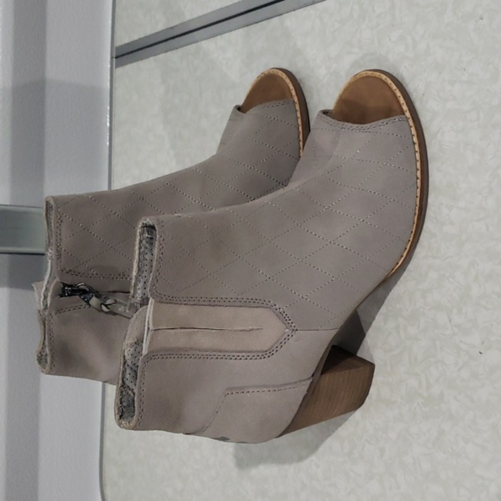 Toms Gray Open- Toe Majorca Booties - Size‎ 6